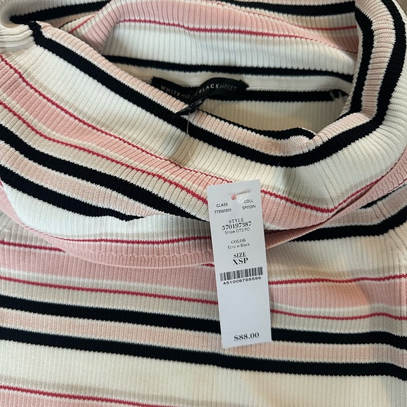 White House Black Market Pink and Black Striped Cowl Neck Sweater - Picture 2 of 3